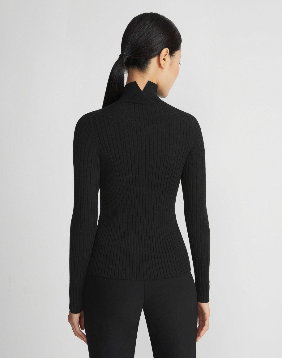 Lafayette 148 New York Sweaters & Knits | Responsible Fine Gauge Merino Ribbed Mockneck Sweater Cloud