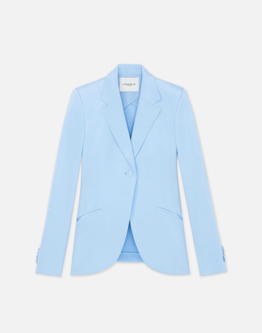 Lafayette 148 New York Jackets & Blazers | Silk Crepe De Chine Blazer Navy