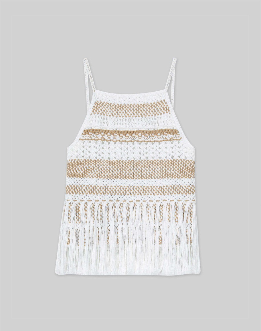 Lafayette 148 New York Sweaters & Knits | Hand Macram Organic Cotton Tank White Multi