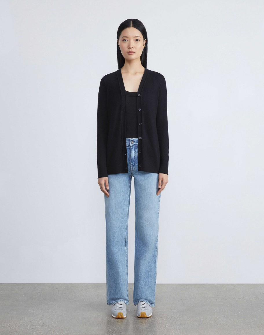 Lafayette 148 New York Sweaters & Knits | Fine Gauge Cashmere V-Neck Cardigan Aerial Blue