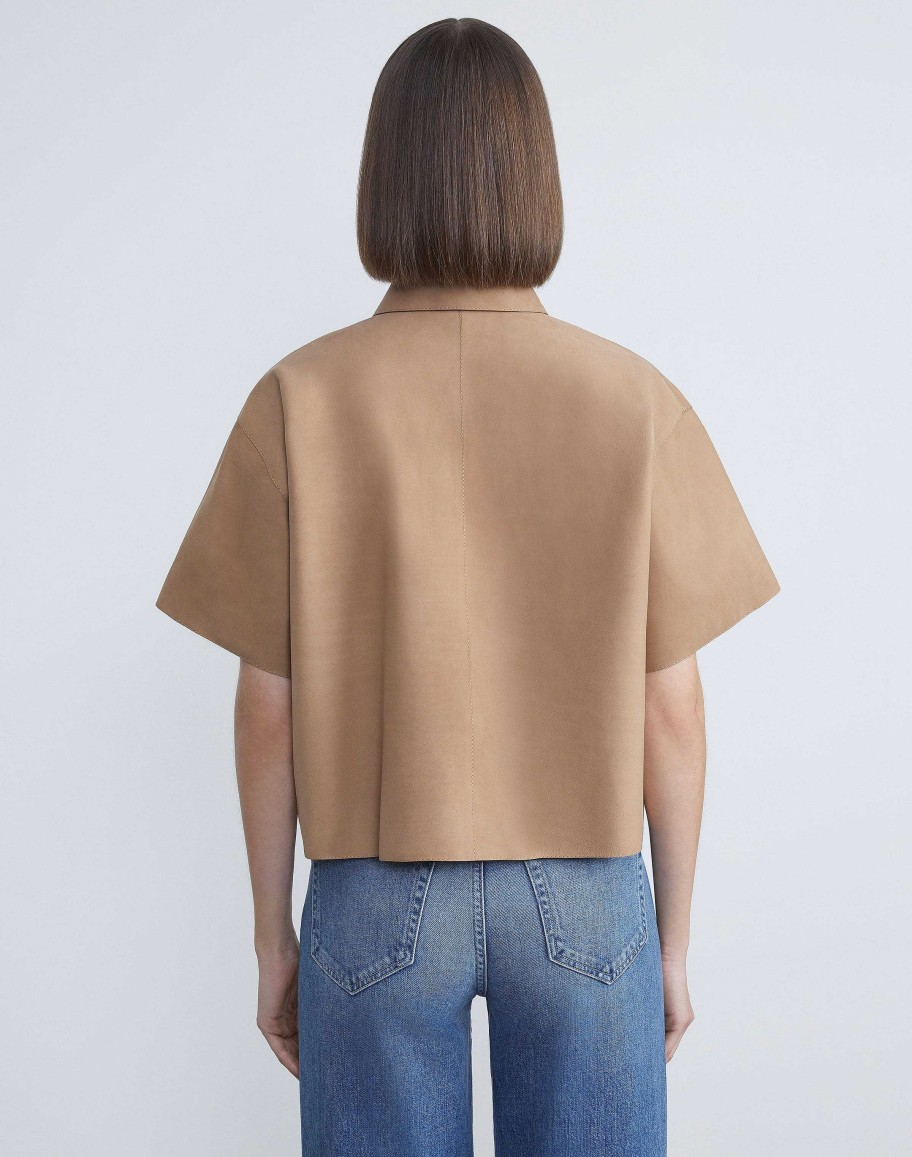 Lafayette 148 New York Blouses & Shirts | Nubuck Calfskin Suede Shirt Oat