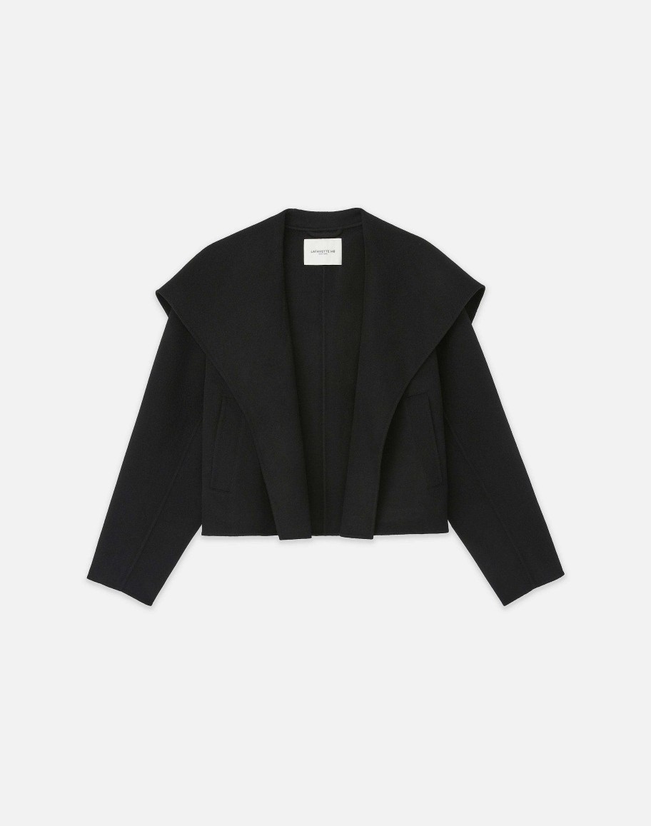 Lafayette 148 New York Jackets & Blazers | Wool-Cashmere Double Face Shawl Collar Oversized Coat Black