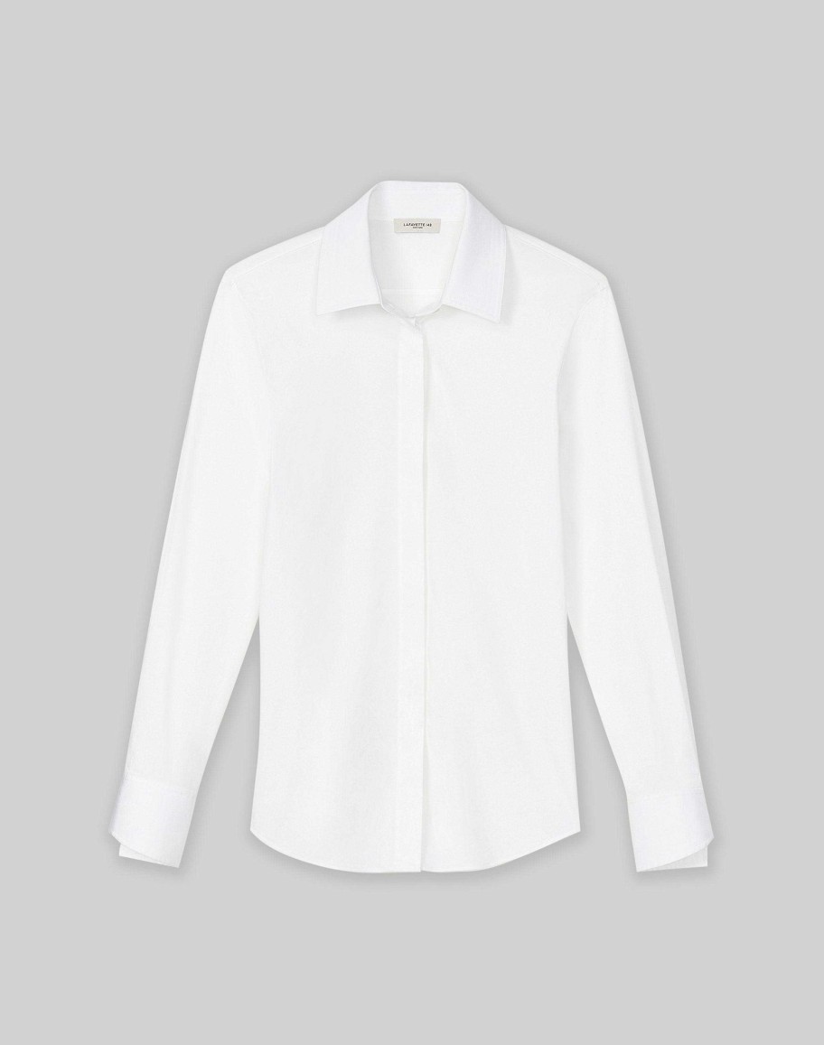 Lafayette 148 New York Blouses & Shirts | Stretch Cotton Straight Shirt White