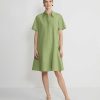 Lafayette 148 New York Dresses | Organic Cotton Poplin Flounced Shirtdress Eucalyptus