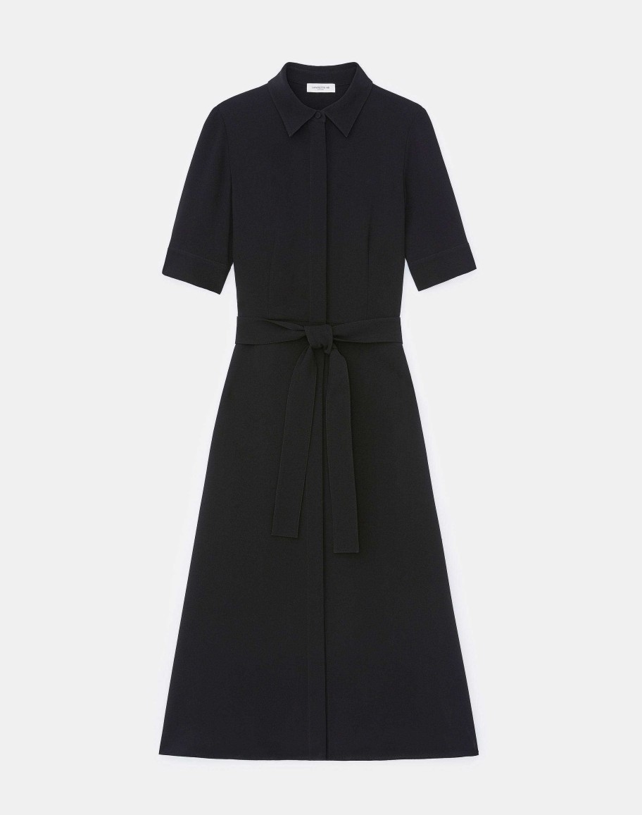 Lafayette 148 New York Dresses | Finesse Crepe Belted Shirtdress Seawater