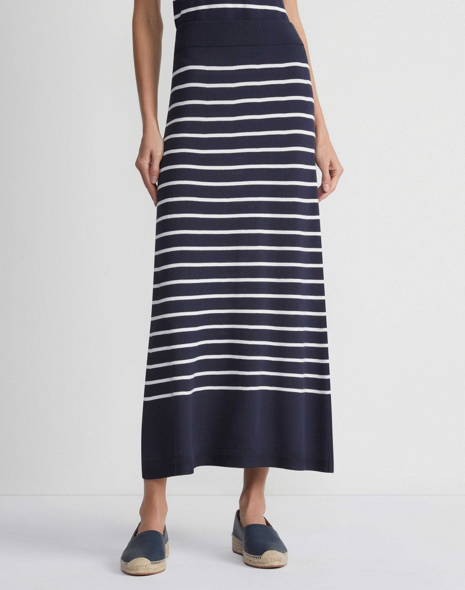 Lafayette 148 New York Skirts | Stripe Responsible Matte Crepe Skirt Ink Multi