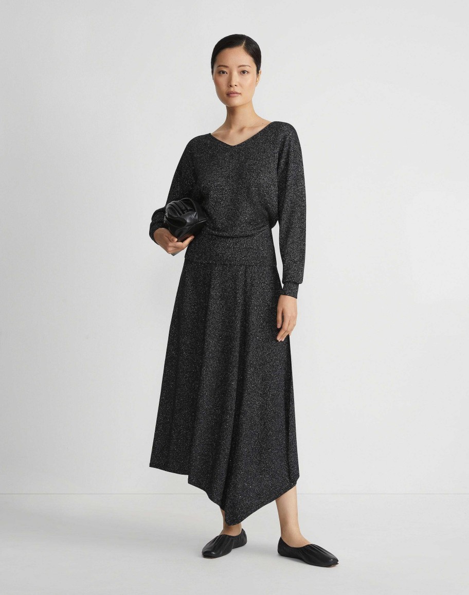 Lafayette 148 New York Skirts | Merino Wool-Silk Sequin Knit Skirt Black Metallic