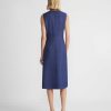 Lafayette 148 New York Dresses | Flora Print Viscose-Linen Sleeveless Dress Midnight Blue Multi