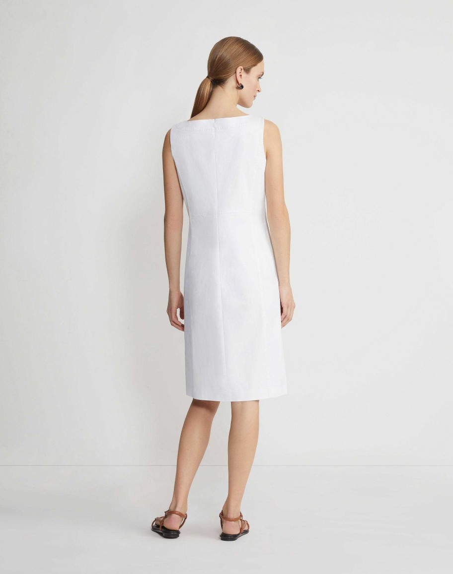 Lafayette 148 New York Dresses | Cotton Sateen Bateau Sheath Dress Delphinium Blue