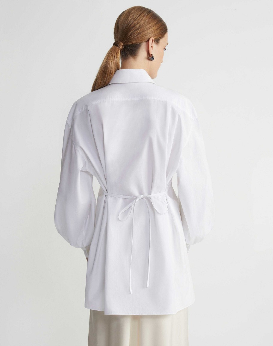 Lafayette 148 New York Blouses & Shirts | Organic Cotton Poplin Tie Back Oversized Shirt Black