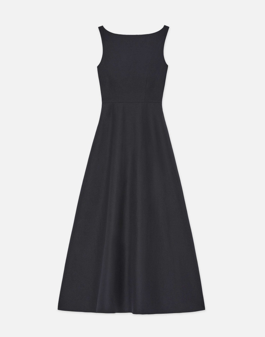 Lafayette 148 New York Dresses | Silk-Linen Bateau Gown Black