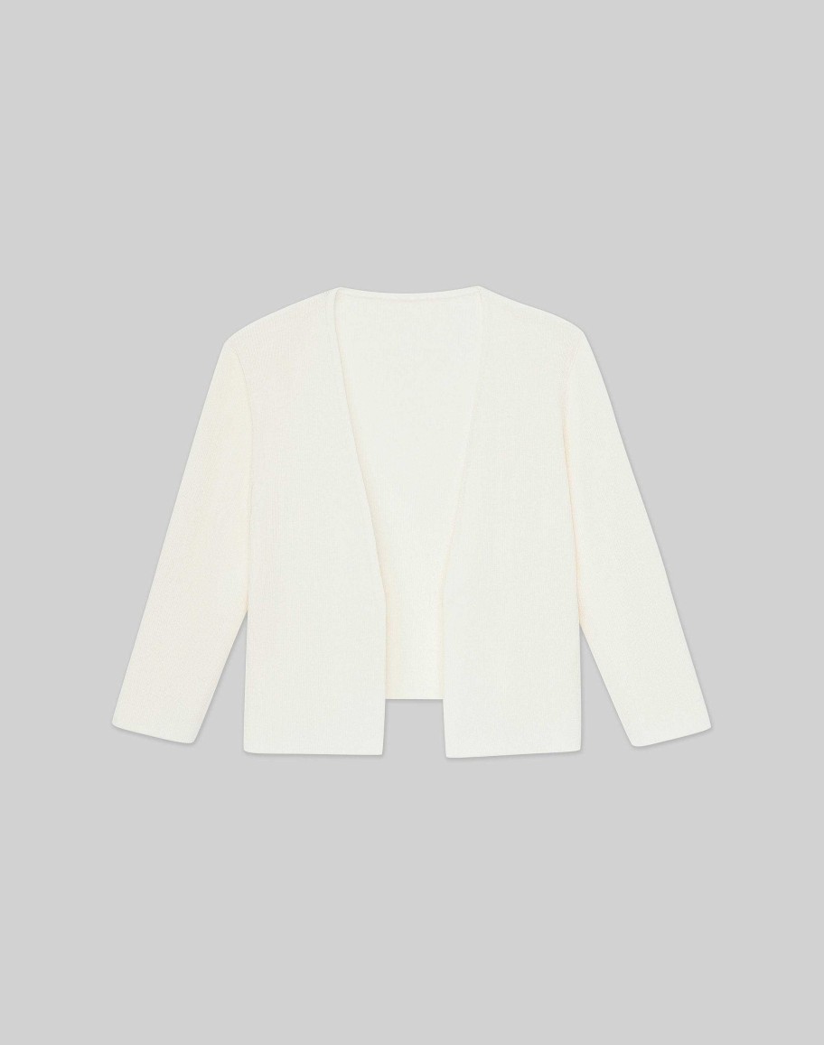 Lafayette 148 New York Sweaters & Knits | Finespun Voile Open-Front Cropped Cardigan Pale Blue