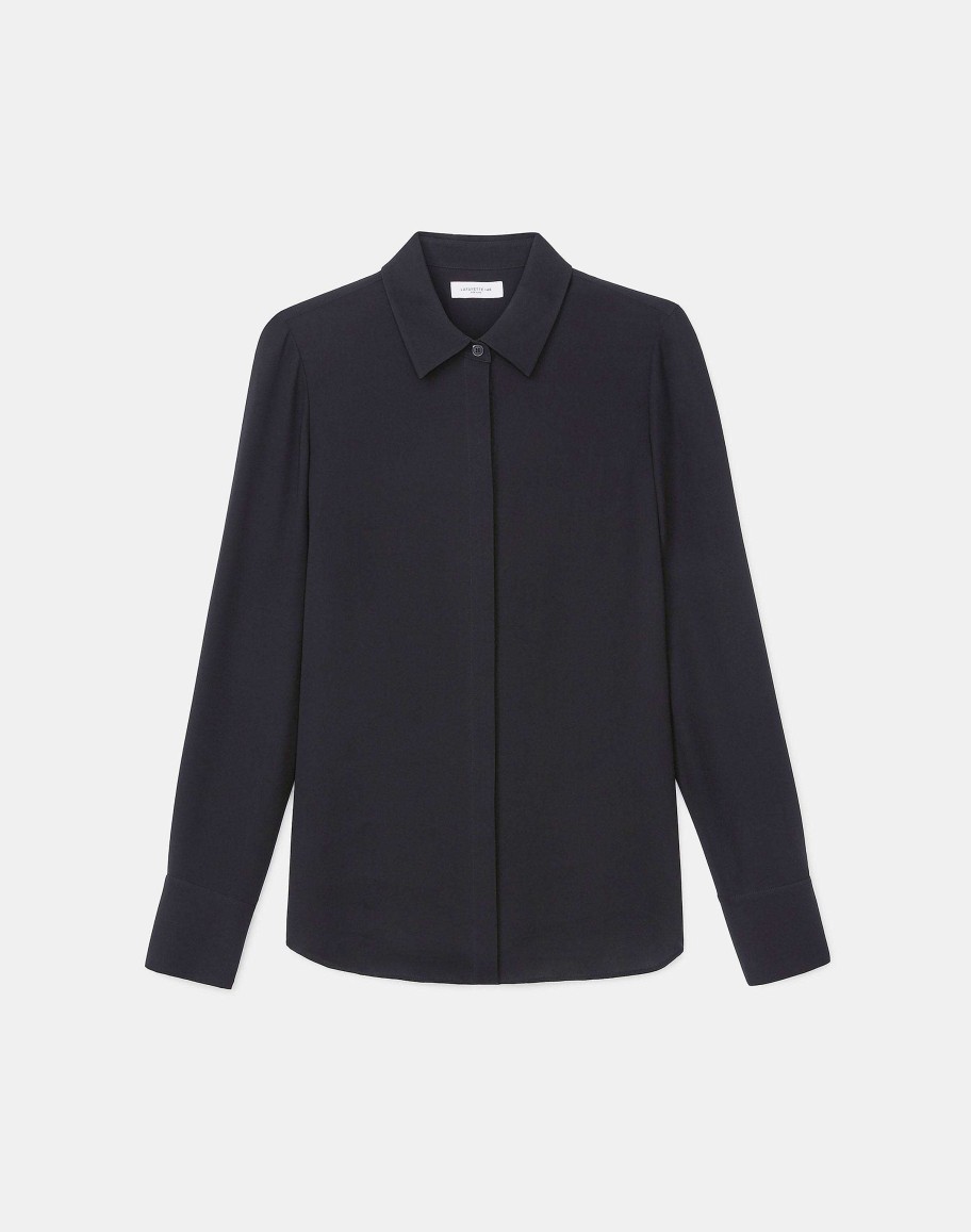 Lafayette 148 New York Suits | Silk Georgette Button Blouse Cloud