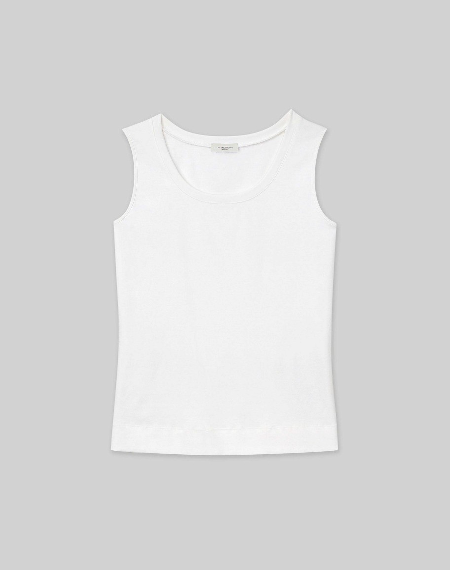 Lafayette 148 New York Tops & Tees | Cotton Rib Scoop Neck Tank Black