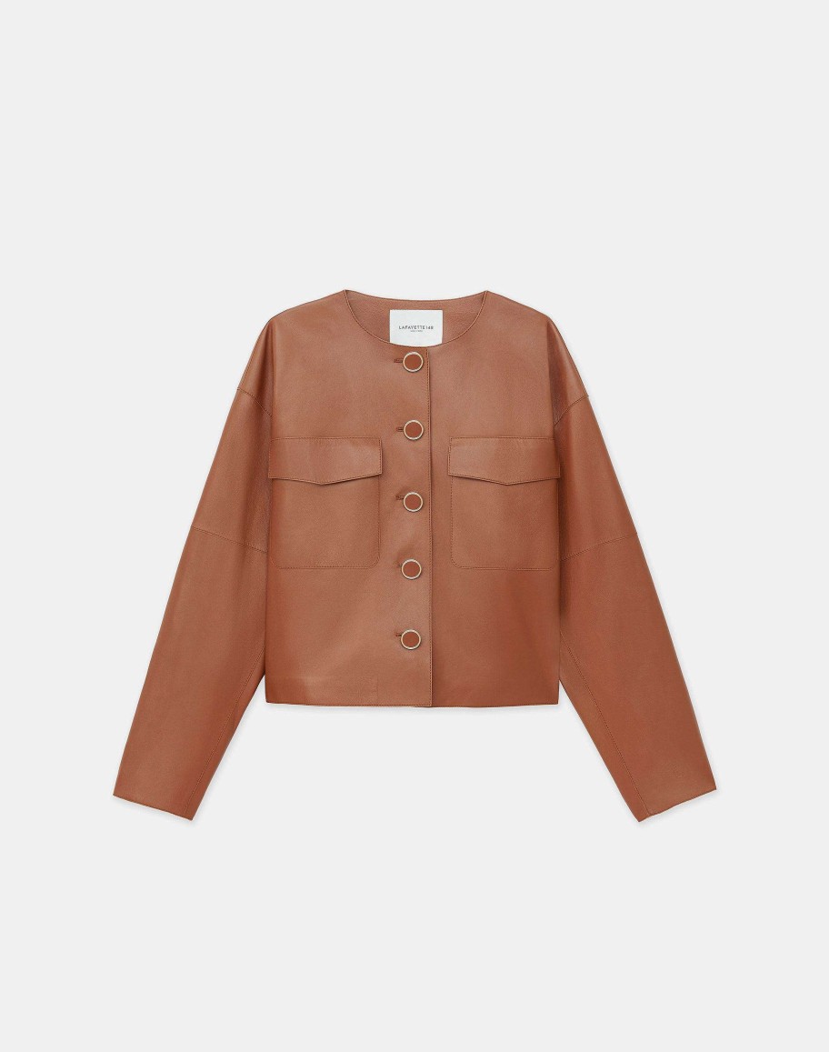 Lafayette 148 New York Jackets & Blazers | Nappa Leather Quilted Jacket Copper