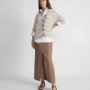 Lafayette 148 New York Sweaters & Knits | Gingham Sustainable Linen-Silk Chainette Open Stitch Cardigan Smoked Taupe Multi