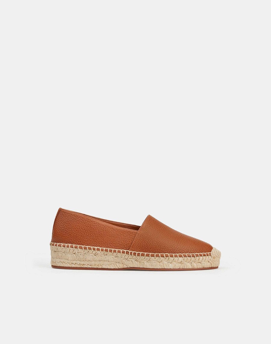 Lafayette 148 New York Ballets | Grained Calfskin Leather Slip-On Espadrille Copper