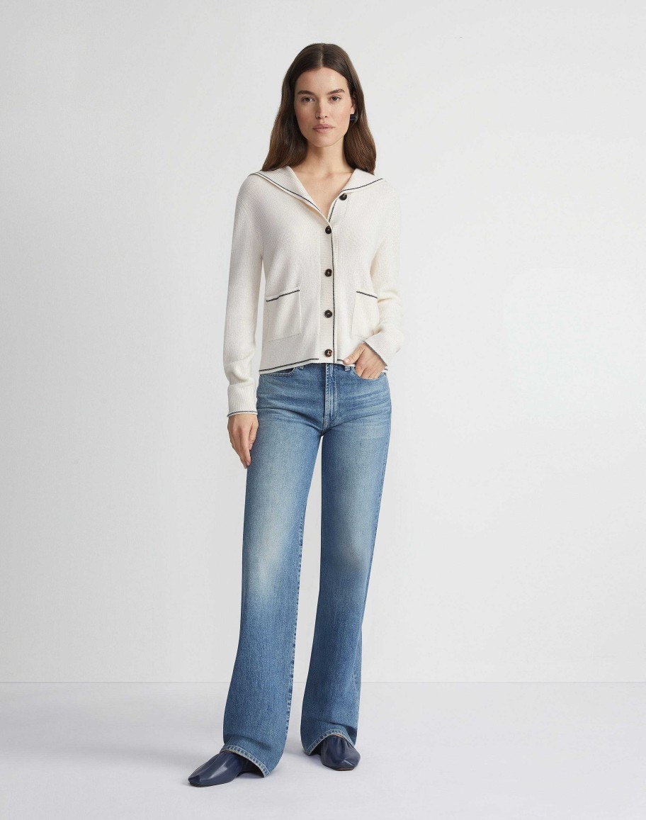 Lafayette 148 New York Sweaters & Knits | Cashmere Tipped Sailor Cardigan Cloud Multi