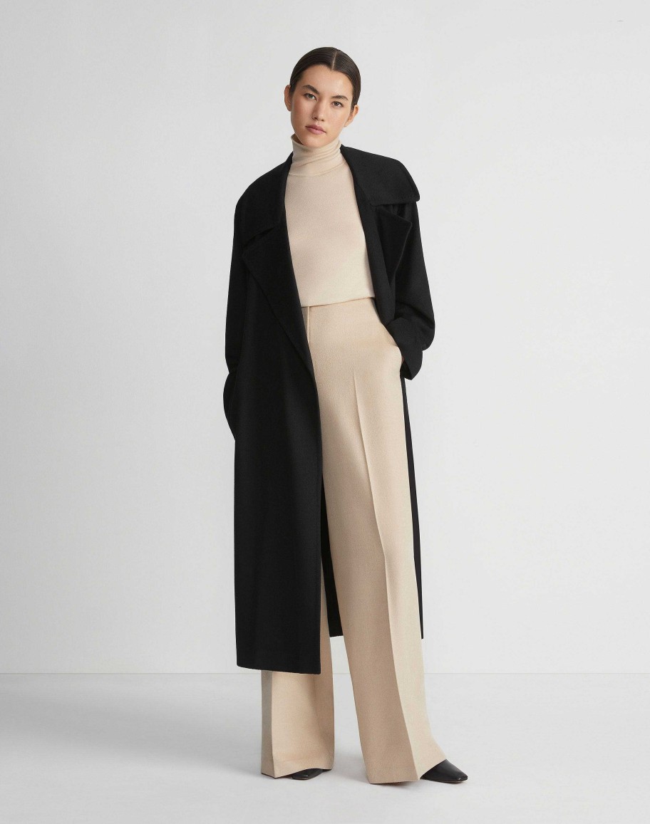 Lafayette 148 New York Coats & Outerwear | Camel Hair Oversized Trench Coat Black