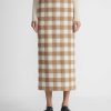 Lafayette 148 New York Skirts | Gingham Wool Maxi Pencil Skirt Camel Multi