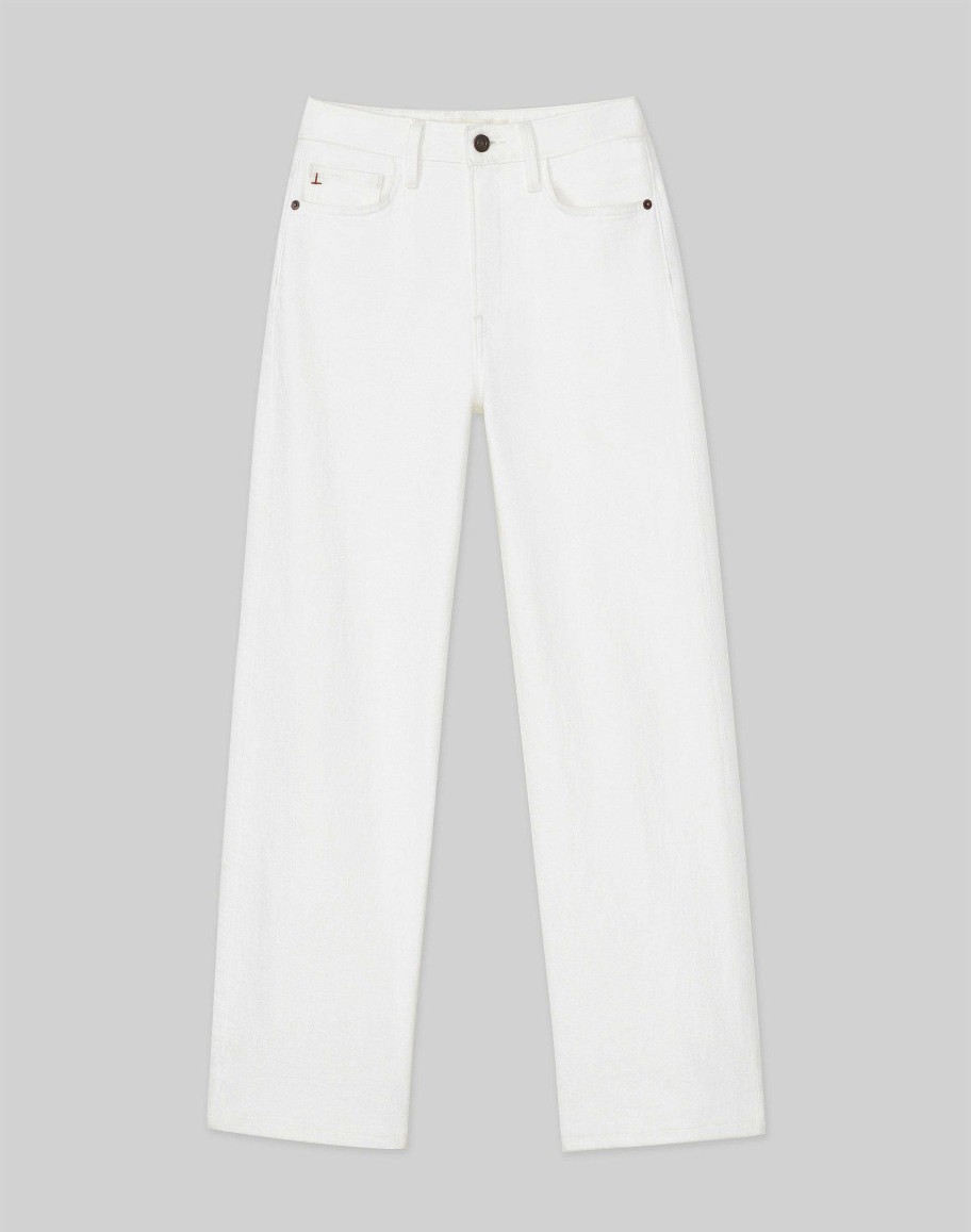 Lafayette 148 New York Pants & Shorts | L148 Denim Wyckoff Wide-Leg Cropped Jean Washed Plaster