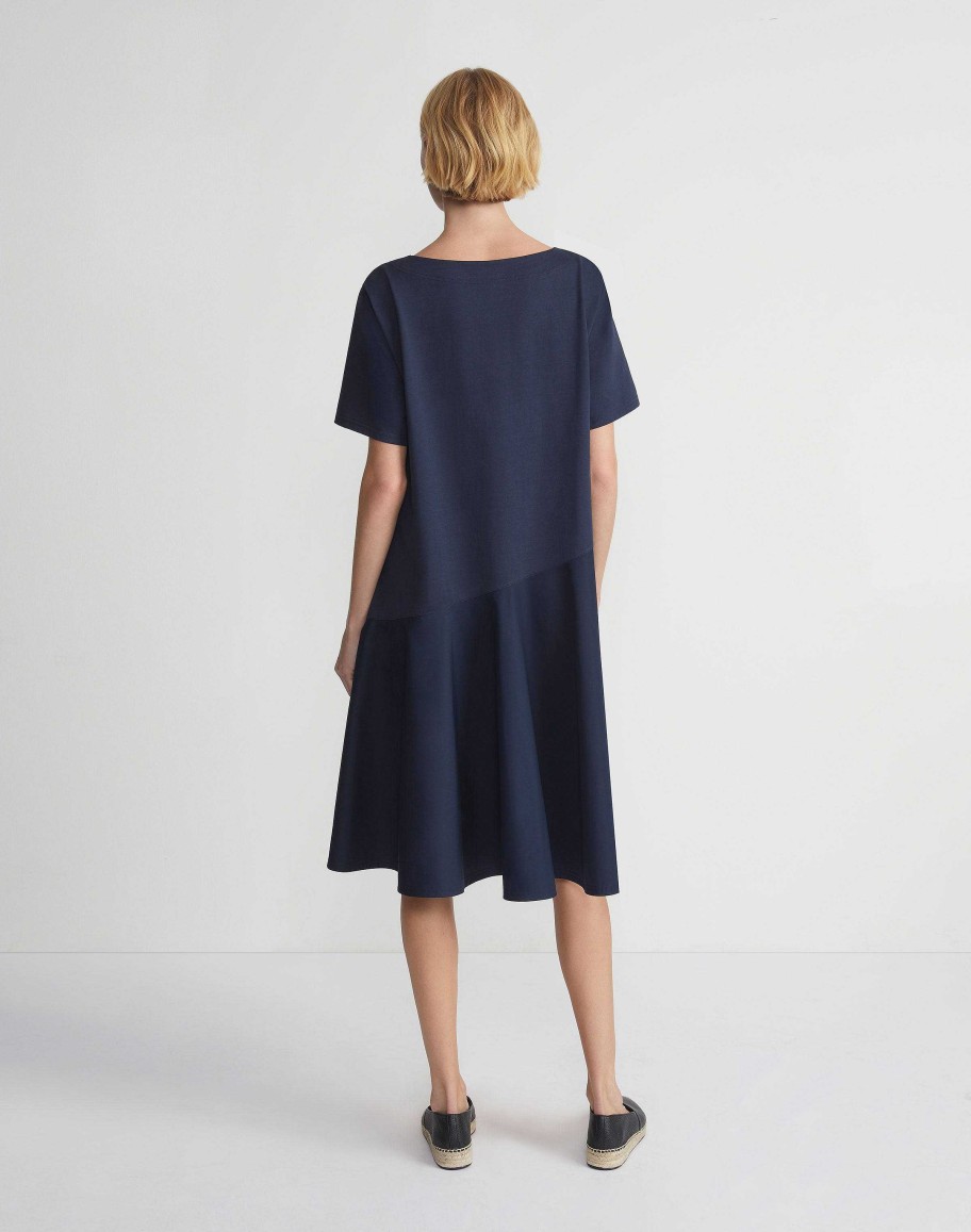 Lafayette 148 New York Dresses | Cotton Jersey Flounced T-Shirt Dress Ink