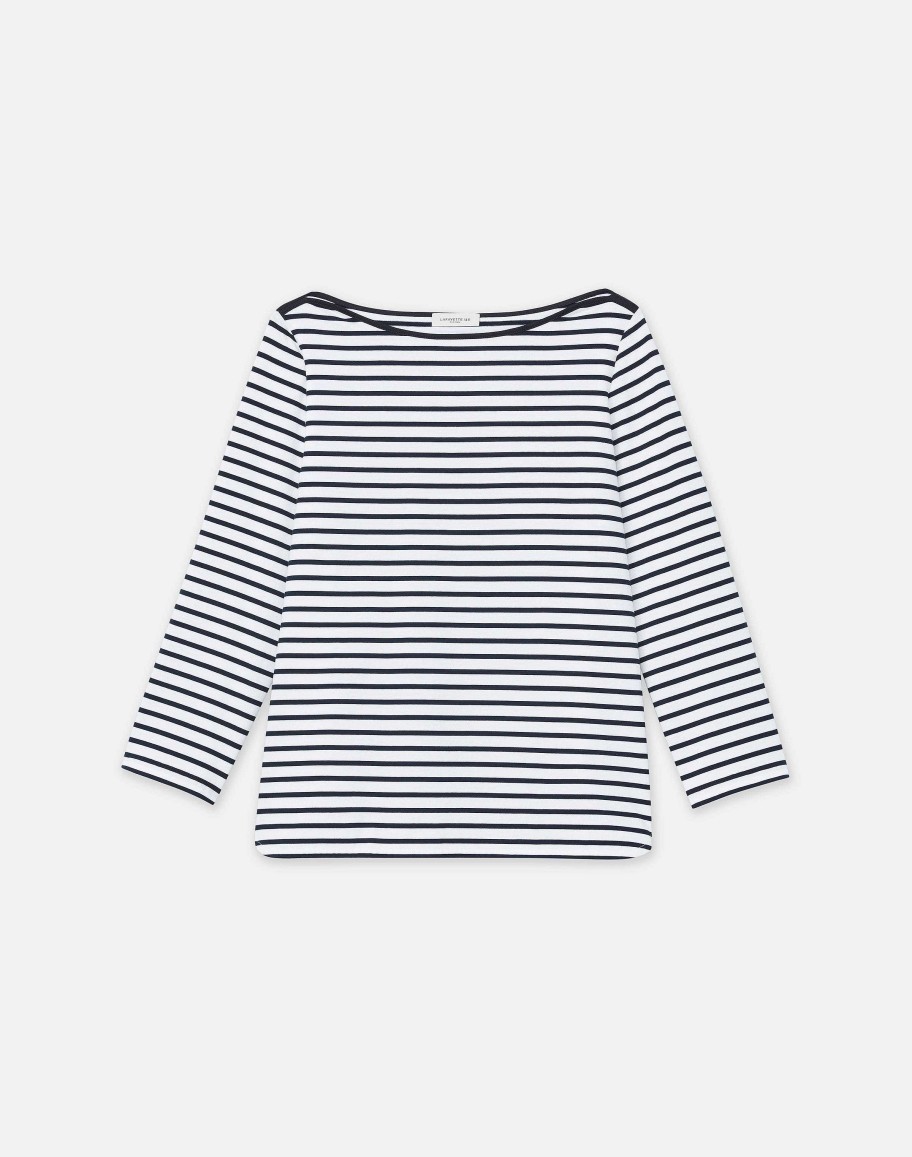 Lafayette 148 New York Tops & Tees | Naval Stripe Cotton Jersey Bateau Top Navy Multi