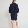 Lafayette 148 New York Dresses | Organic Cotton Poplin Lantern Sleeve Shirtdress Ink