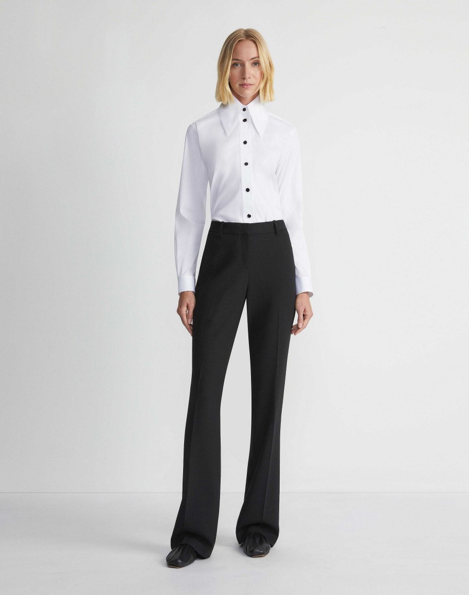 Lafayette 148 New York Blouses & Shirts | Stretch Cotton Snap Front Shirt White