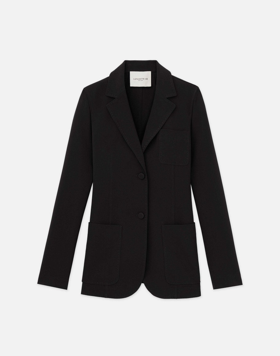 Lafayette 148 New York Jackets & Blazers | Finesse Crepe Three Pocket Blazer Black