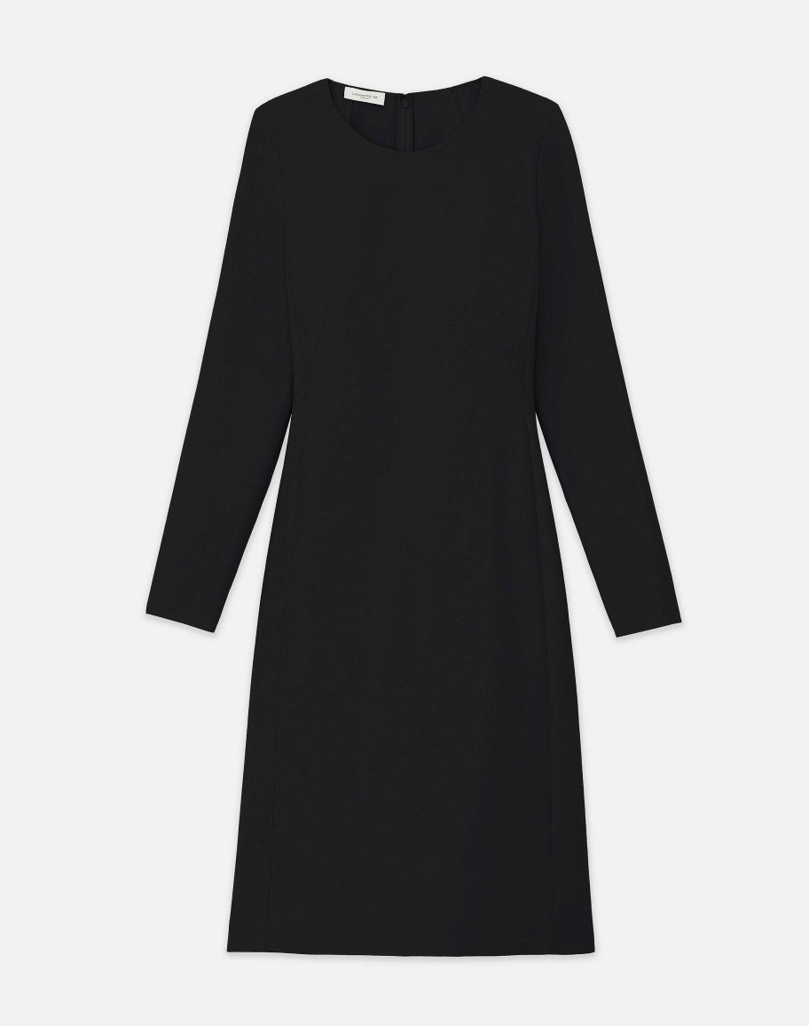 Lafayette 148 New York Dresses | Wool-Silk Crepe Long Sleeve Sheath Dress Wild Bluet