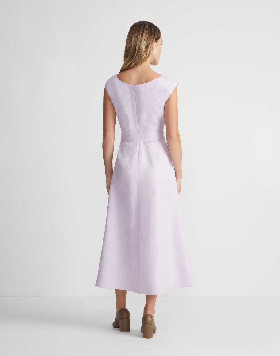 Lafayette 148 New York Dresses | Linen Fit & Flare Midi Dress Dried Blossom