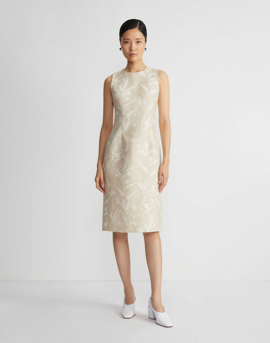 Lafayette 148 New York Dresses | Eco Flora Jacquard Cotton-Silk Sheath Dress Dune Multi