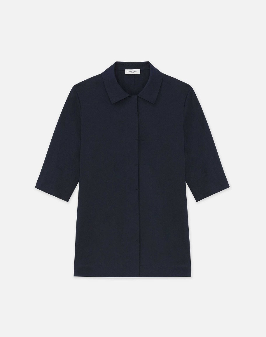 Lafayette 148 New York Blouses & Shirts | Stretch Cotton Peplum Shirt Black