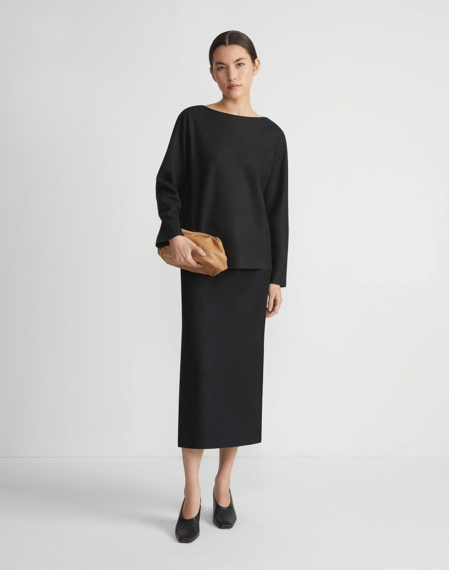 Lafayette 148 New York Skirts | Boiled Wool-Cashmere Jersey Pencil Skirt Black