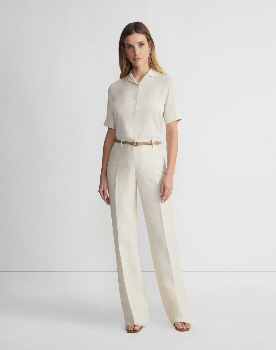 Lafayette 148 New York Blouses & Shirts | Organic Silk Georgette Notch Collar Blouse Pebble