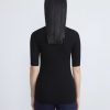 Lafayette 148 New York Sweaters & Knits | Finespun Voile Ribbed Short Sleeve Sweater Black