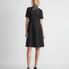 Lafayette 148 New York Dresses | Wool-Silk Crepe Short Sleeve Dress Black