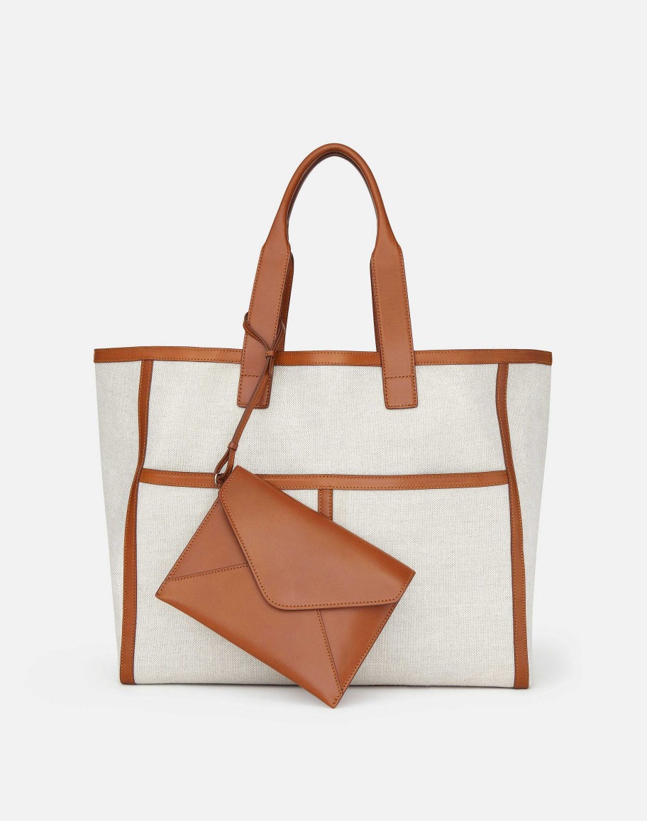 Lafayette 148 New York Totes | Linen-Hemp Garden L Tote Pebble Multi