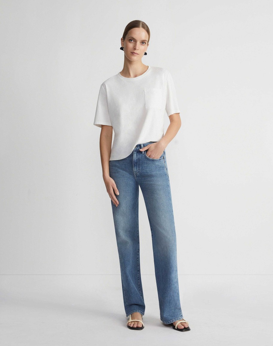 Lafayette 148 New York Tops & Tees | Linen-Cotton Jersey Pocket T-Shirt White