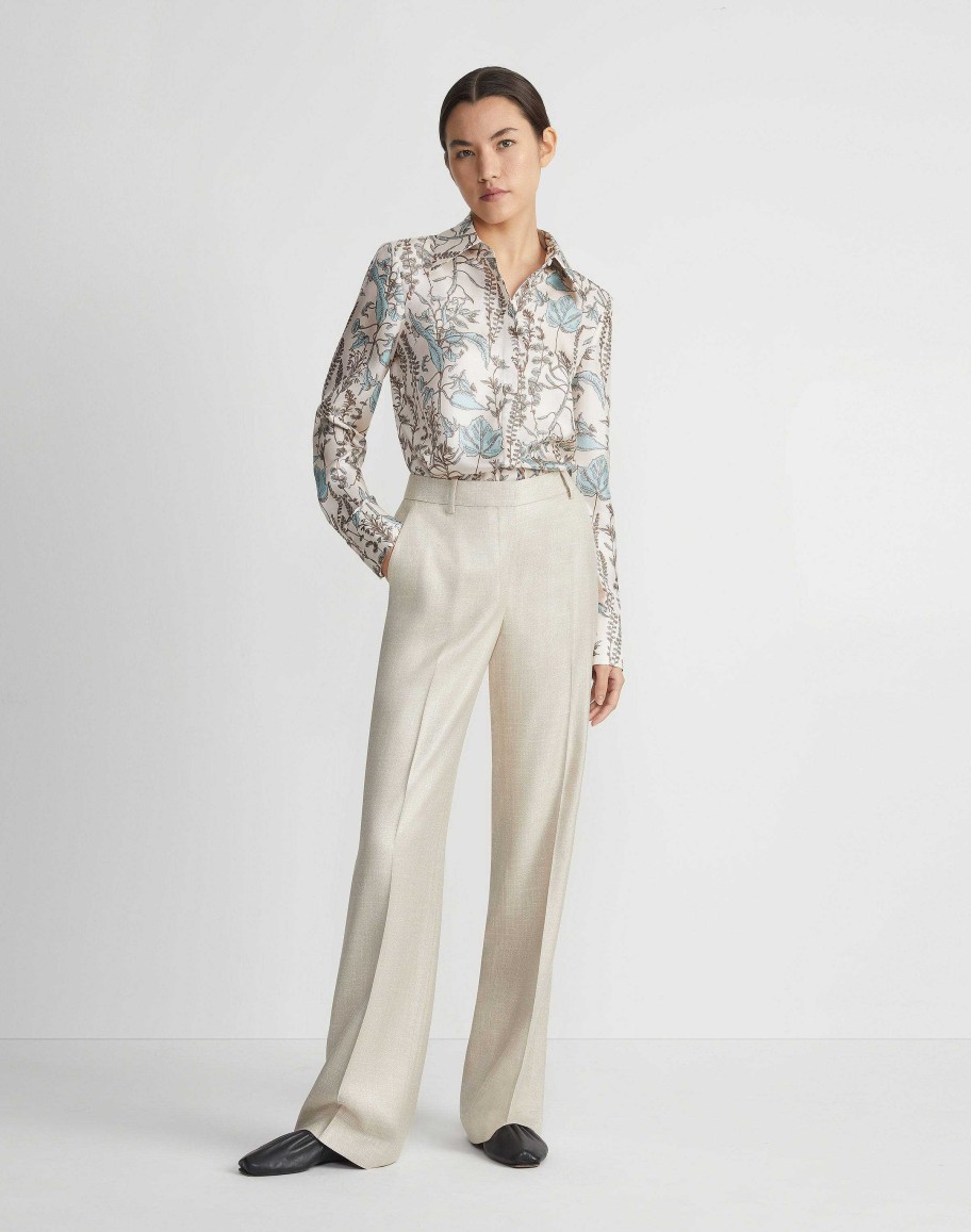 Lafayette 148 New York Blouses & Shirts | Flora Trail Print Silk Twill Collared Blouse Pampas Plume Multi