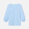 Lafayette 148 New York Blouses & Shirts | Organic Silk Stretch Georgette Lantern Sleeve Blouse Sky Blue