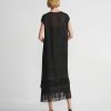 Lafayette 148 New York Dresses | Burlap Jacquard Linen Viscose-Silk Fringed Dress Black