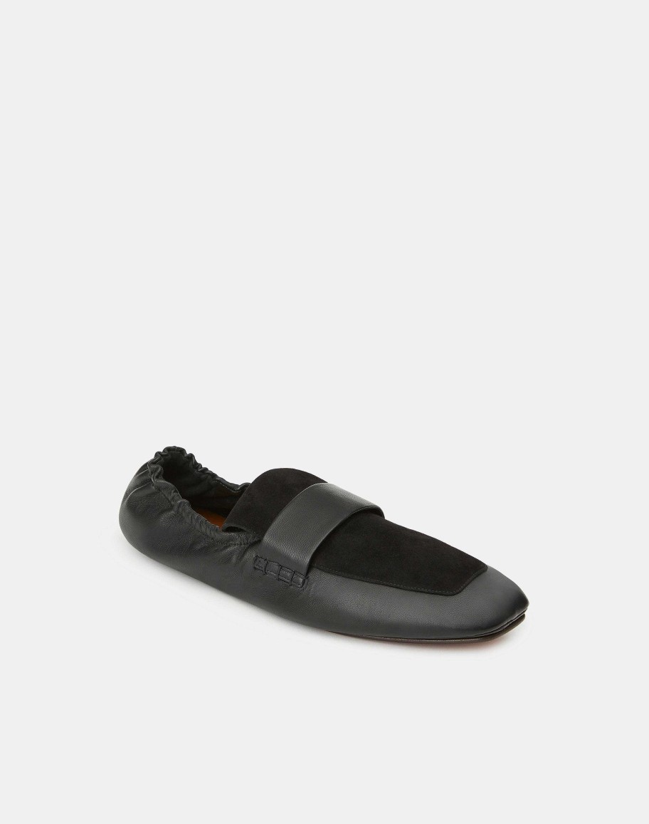 Lafayette 148 New York Ballets | Nappa Leather & Suede Packable Loafer Black