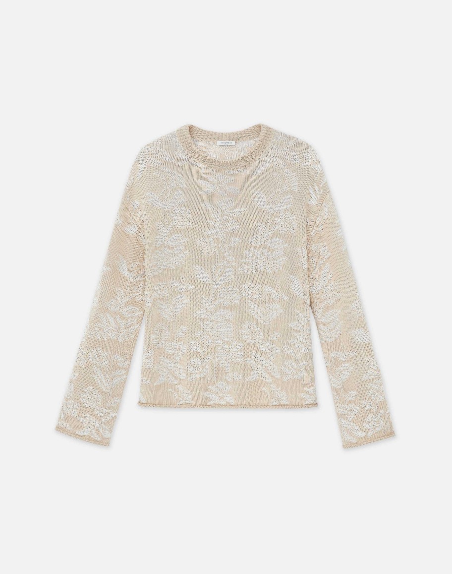 Lafayette 148 New York Sweaters & Knits | Flora Bloom Cotton-Silk Tape Textured Stitch Sweater Pampas Plume Multi