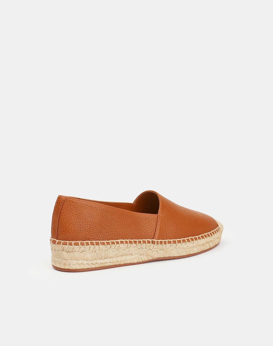 Lafayette 148 New York Ballets | Grained Calfskin Leather Slip-On Espadrille Copper