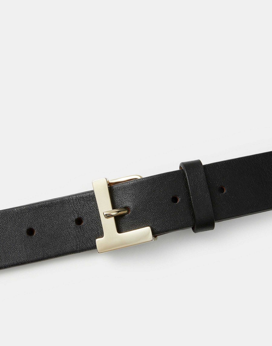 Lafayette 148 New York Leather Accessories | Nappa Leather L Beam Belt Almond