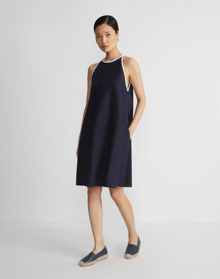 Lafayette 148 New York Dresses | Linen Tipped Swing Dress Ink