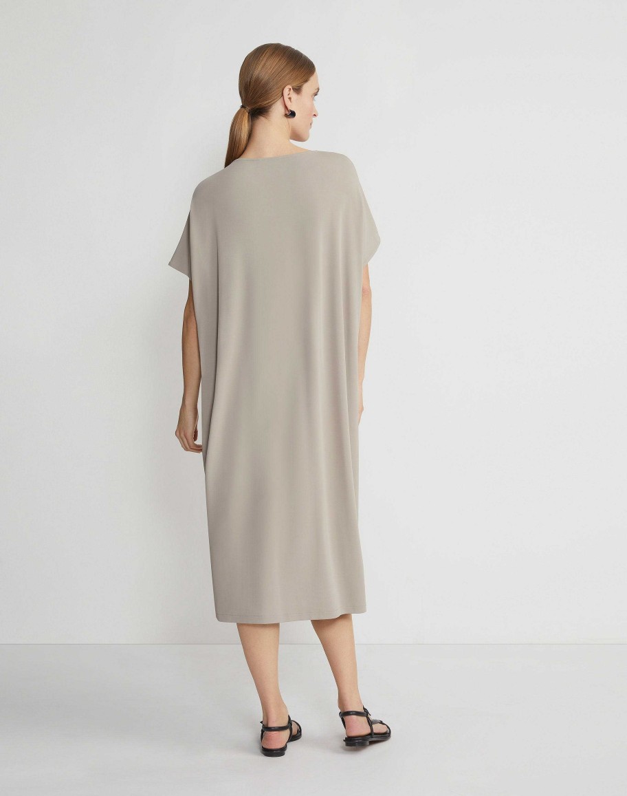 Lafayette 148 New York Dresses | Matte Jersey Tapered T-Shirt Dress Smoked Taupe