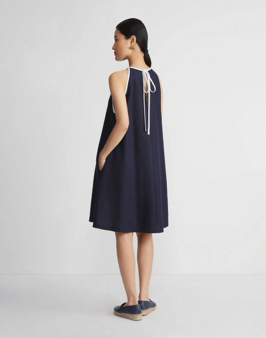 Lafayette 148 New York Dresses | Linen Tipped Swing Dress Ink